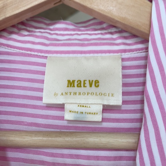 Maeve by Anthropologie Striped Pink Shirt - Picture 2 of 2
